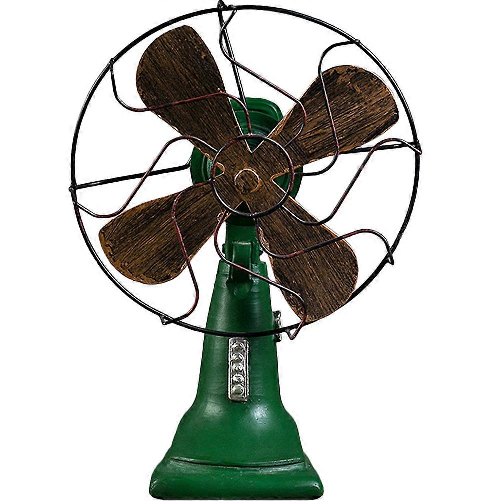 Retro Green Resin Desk Fan Ornament for Home Decoration with Realistic Appearance and Craftsmanship