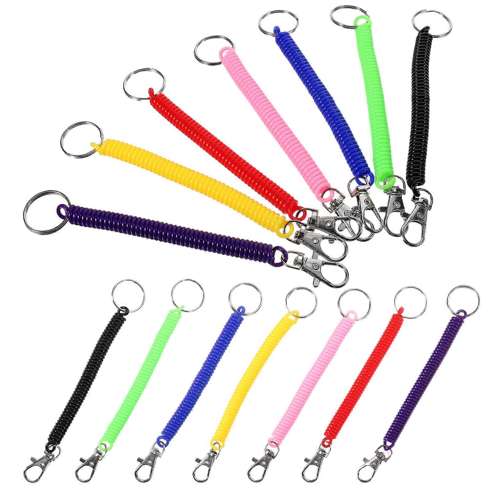 Spring Coil Key Chains with Assorted Color Plastic Material for Everyday Use 14pcs