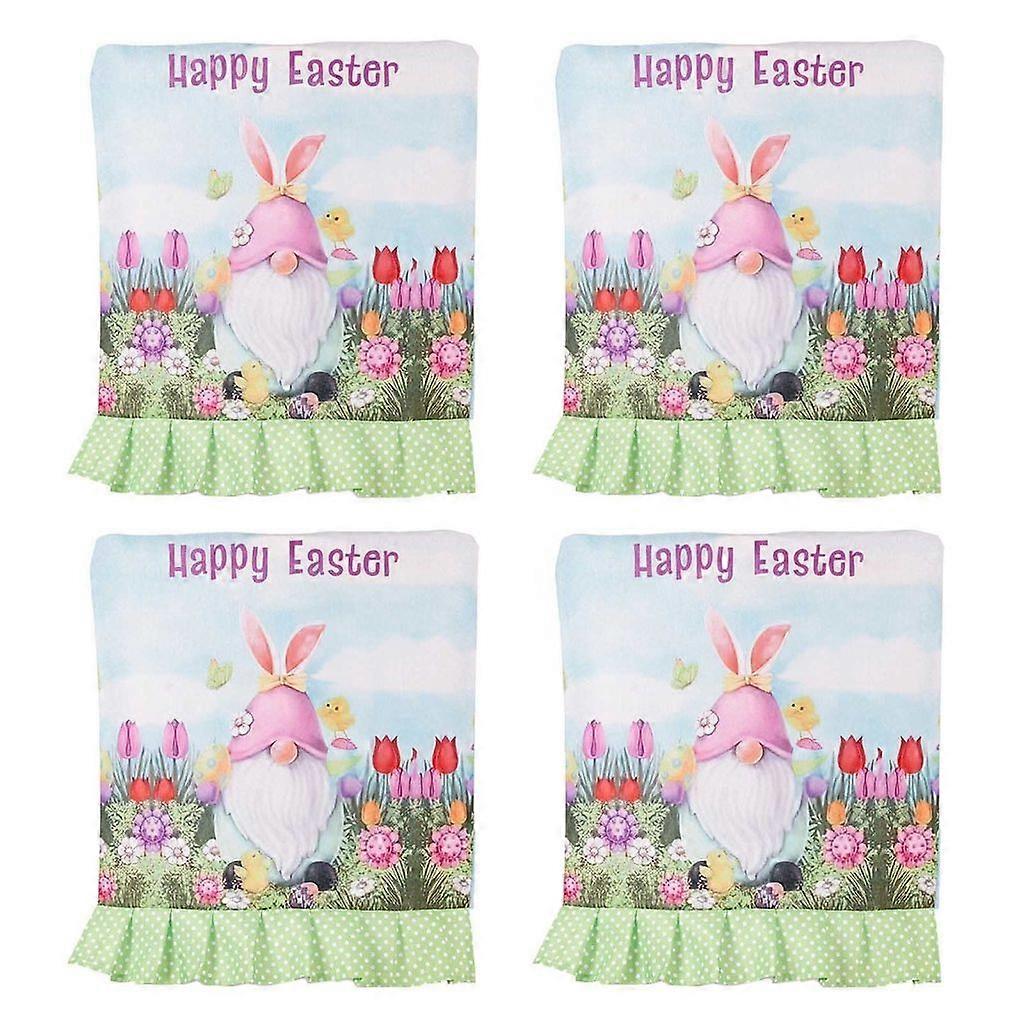 4Pcs Easter Chair Back Covers Dining Chair Slipcovers for Easter Decorations
