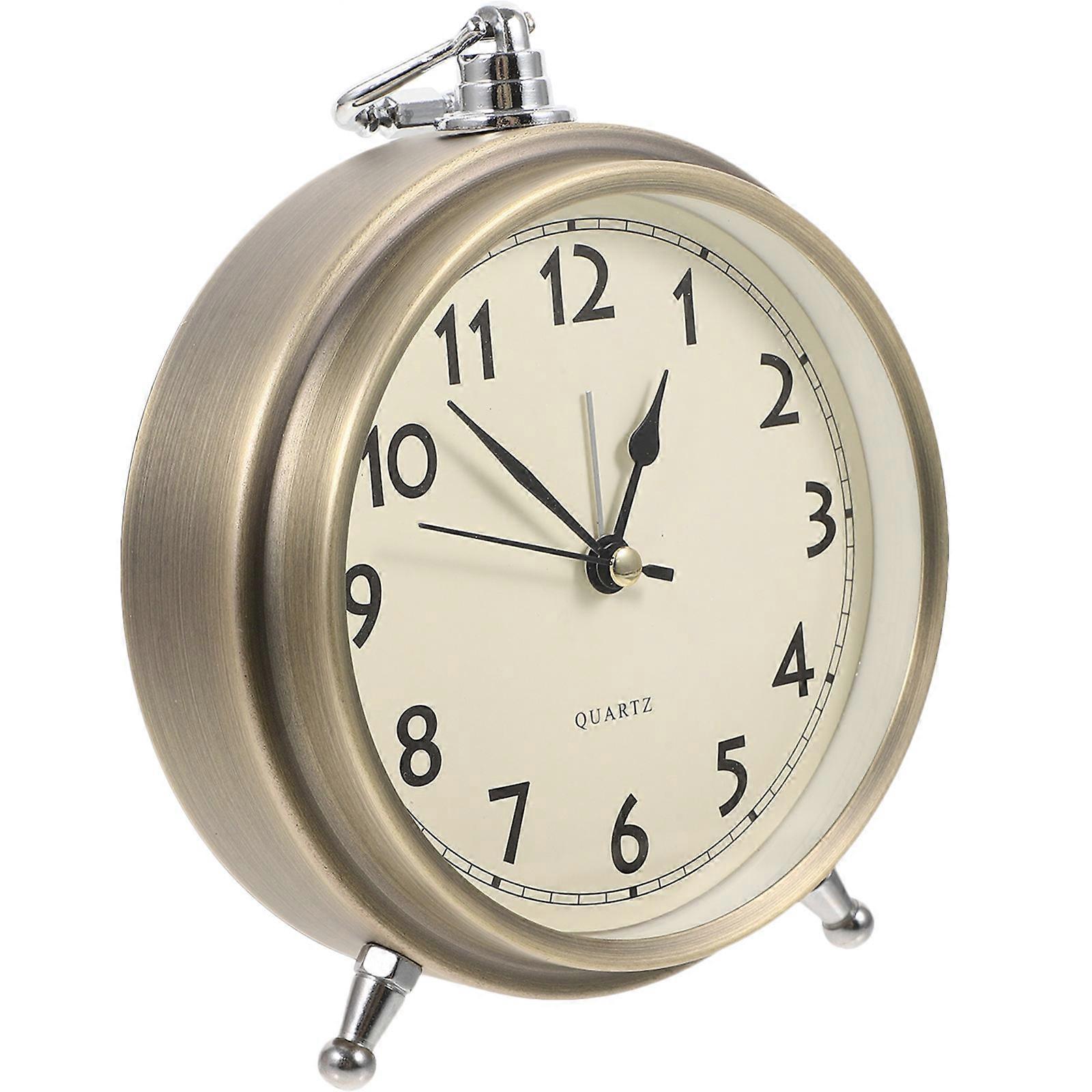 Metal Silent Alarm Clock with Roman Numerals – Retro Design for Bedroom and Office Use