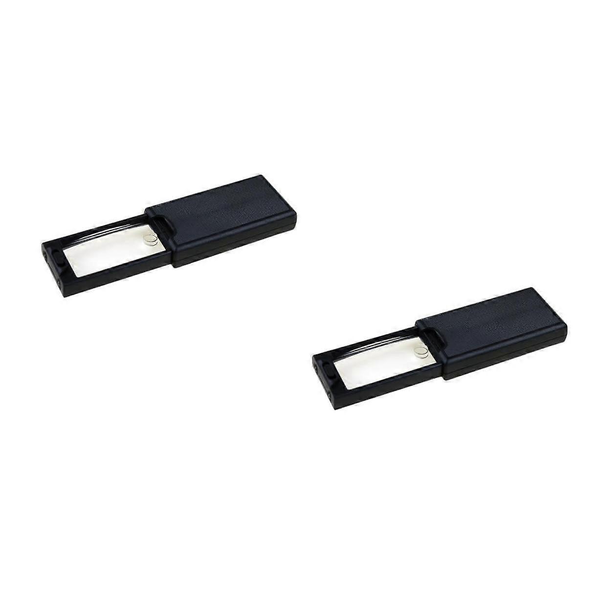 Pull Out Mirror Magnifier Glasses with Light - 2 Pcs Handheld Mini Magnifier Lens in Black for Close-Up Viewing