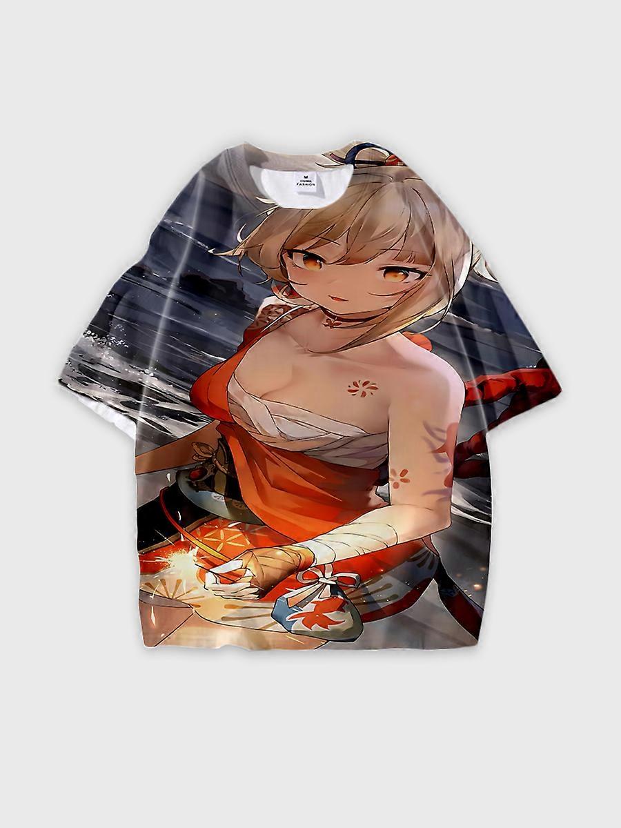 T-shirt round neck Role Pattern loose short sleeve D306