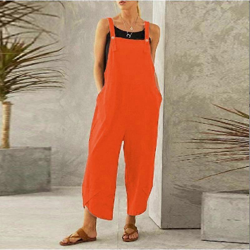 Women's Solid Color Casual Nine-minute Overalls