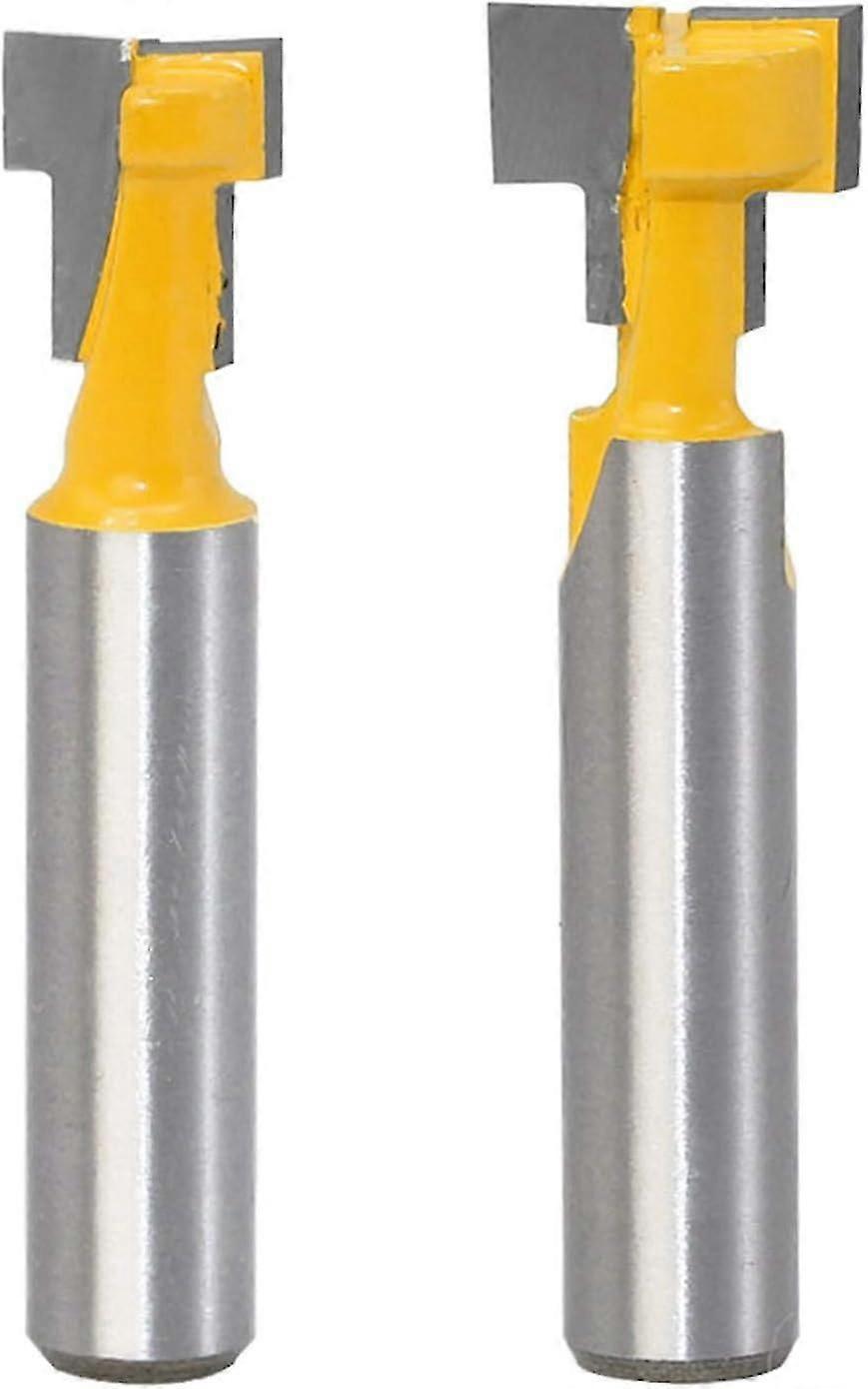 2PCS 8mm Shank T-Slot Router Bit Set Wood Cutting T-Slot Woodworking T-Slot Router Bits For 9.52mm and 12.7mm Hex Bolt Yellow