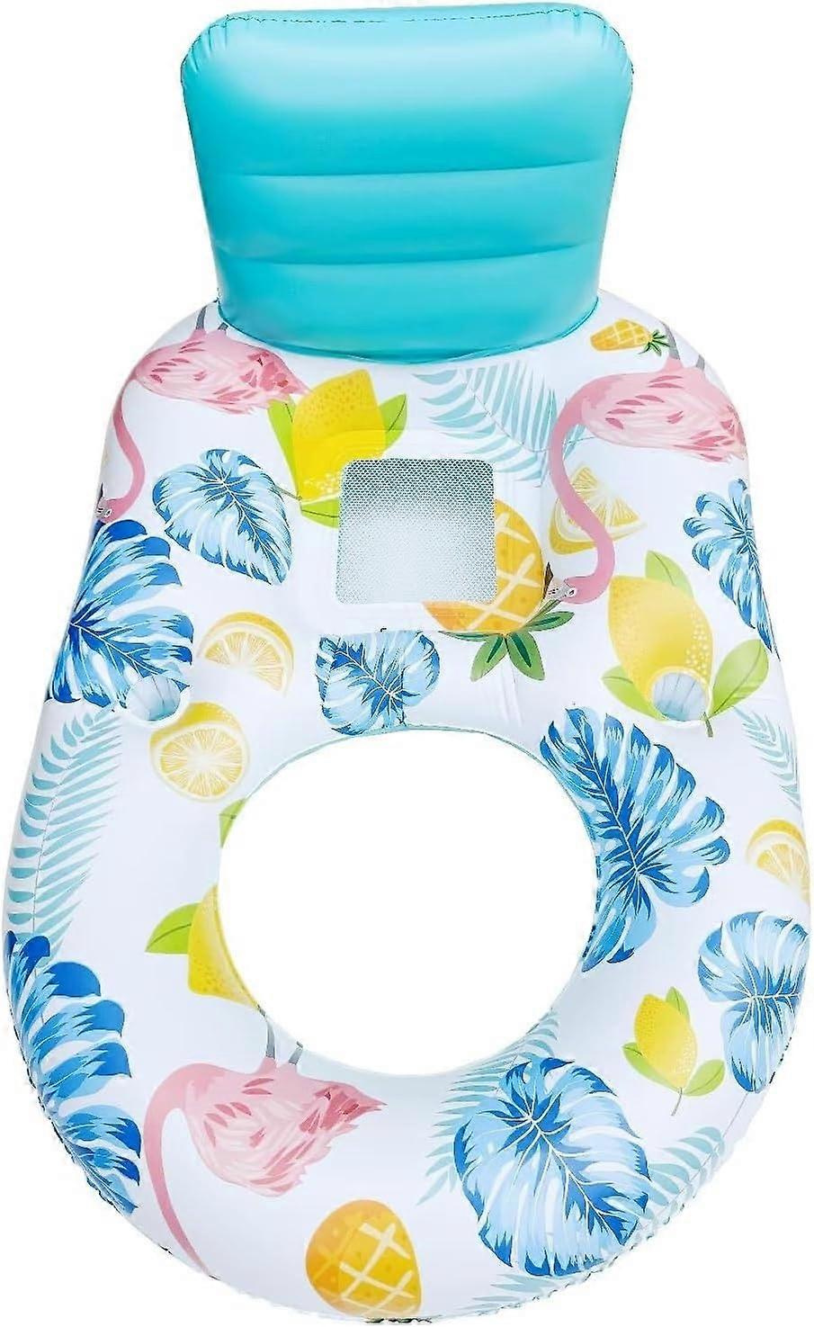 2in1 Floating Pool Lounge Chair, Deluxe Inflatable Pool Float for Adults with Backrest and Cup Holder in Light Green