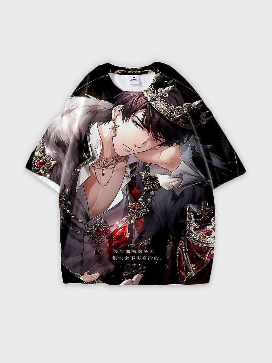 T-shirt round neck Role Pattern loose short sleeve E662