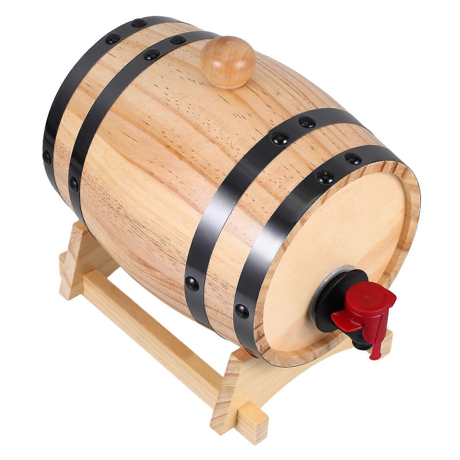 Wooden Beer Barrel Container With Spigot For Business Owners 1Set Barrel Shape Oak Beverage Container