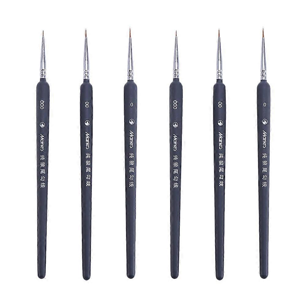 6pcs Fine Detail Paint Brushes for Painting Use Synthetic Black Beginner to Professional