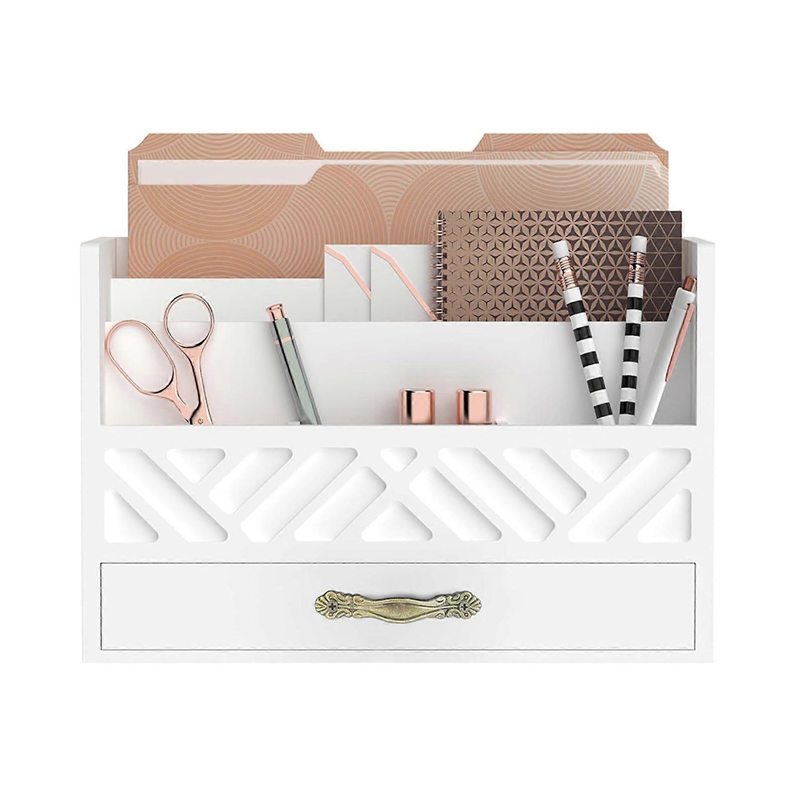 Sturdy wooden desk organizer with drawer accessories for sorting mail documents and office supplies for daily use