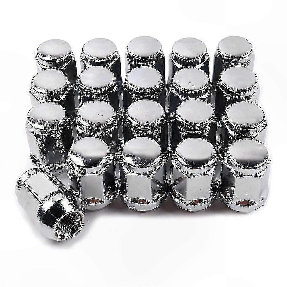 14X1.5 Thread 20-Pack Chrome Lug Nuts, 19mm Size, 1.38" Tall, 3/4" Hex, Compatible with Multiple Vehicle Models