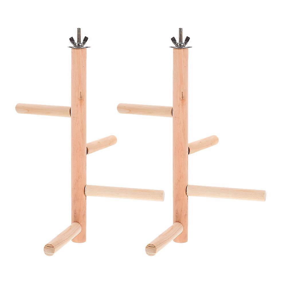 Multi-Use Bird Cage Platform Perch For Parrots And Macaws Size 25X12X12CM Khaki Reduce Boredom 2Pcs