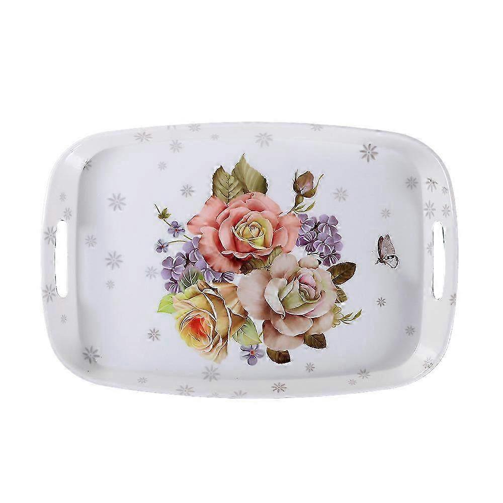 Decorative Serving Tray with Handles - Versatile Rectangular Multi-Purpose Serving Platter for Entertaining & Home Decor