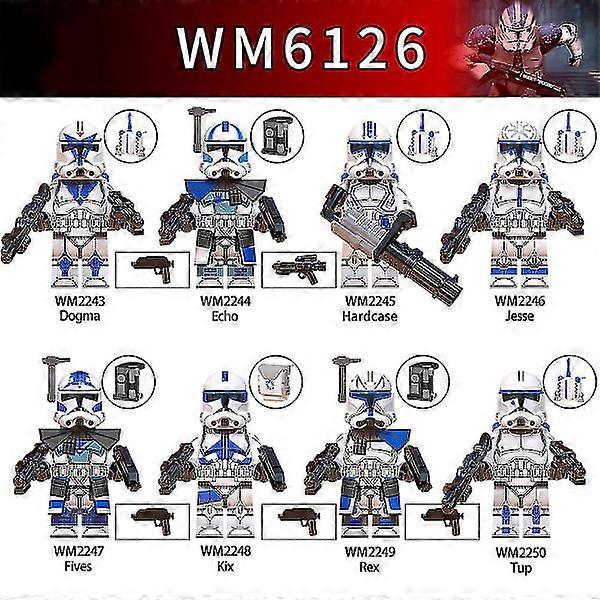 8pcs/set Star Wars Minifigure Assembled Building Blocks Toys Echo Jesse Rex Figure Collectible