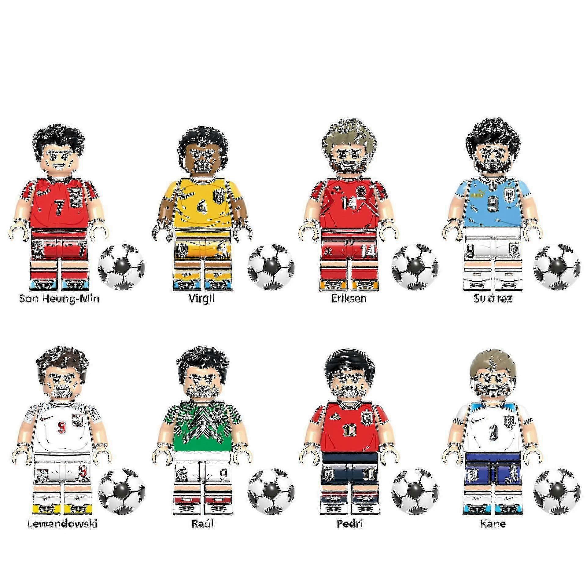 Mistrzostwa Świata w piłce nożnej Mini Block Players - 8-częściowy zestaw figurek o wysokości 4,5 cm
