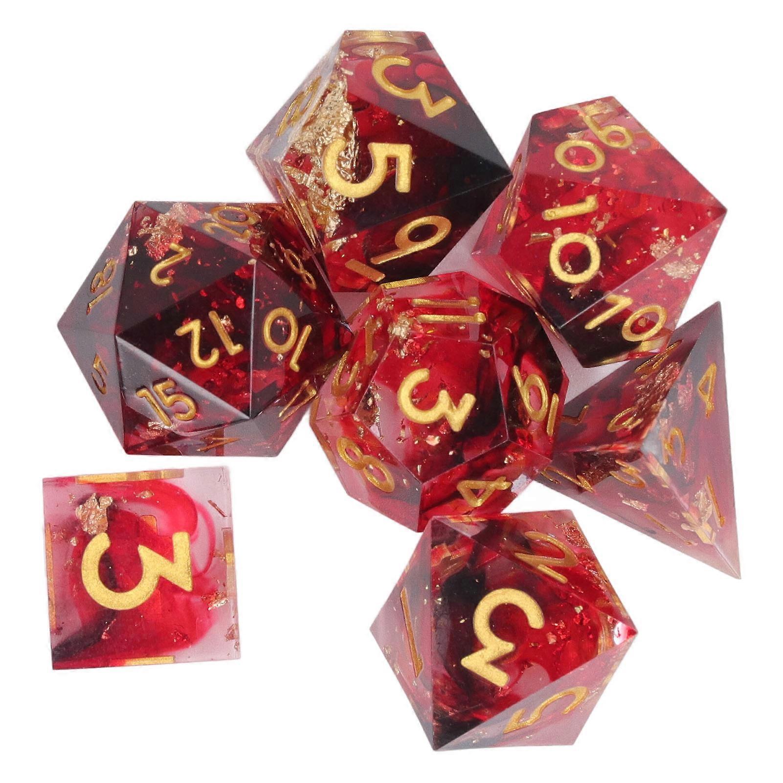7pcs Polyhedral Dice Set Clear Number Sharp Edge Table Gaming Dice for Role Playing Table Games