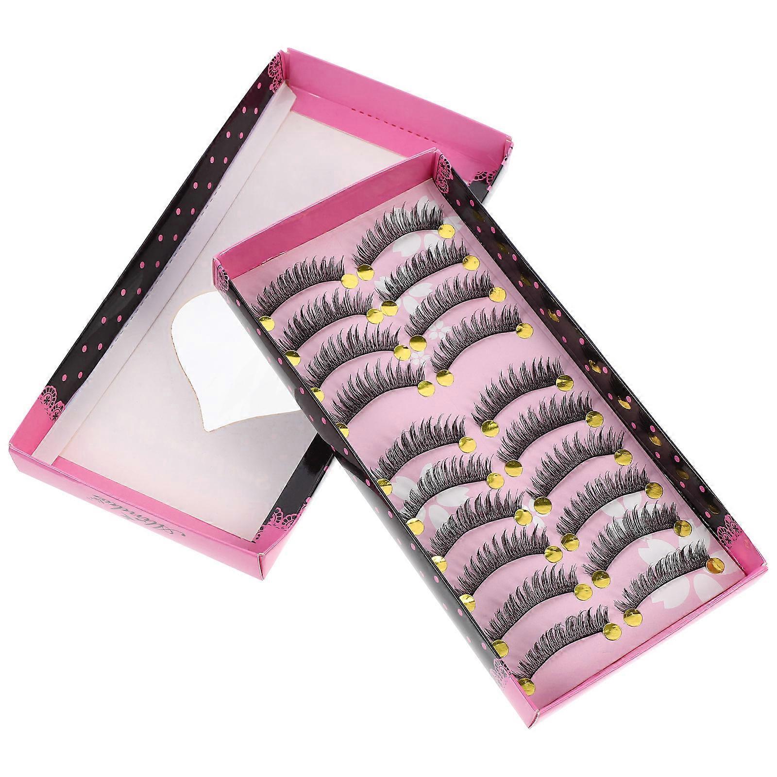 False Eyelashes for Beauty Black Synthetic Material 10 Pairs Easy to Apply Durability Strong 0.5 Inch