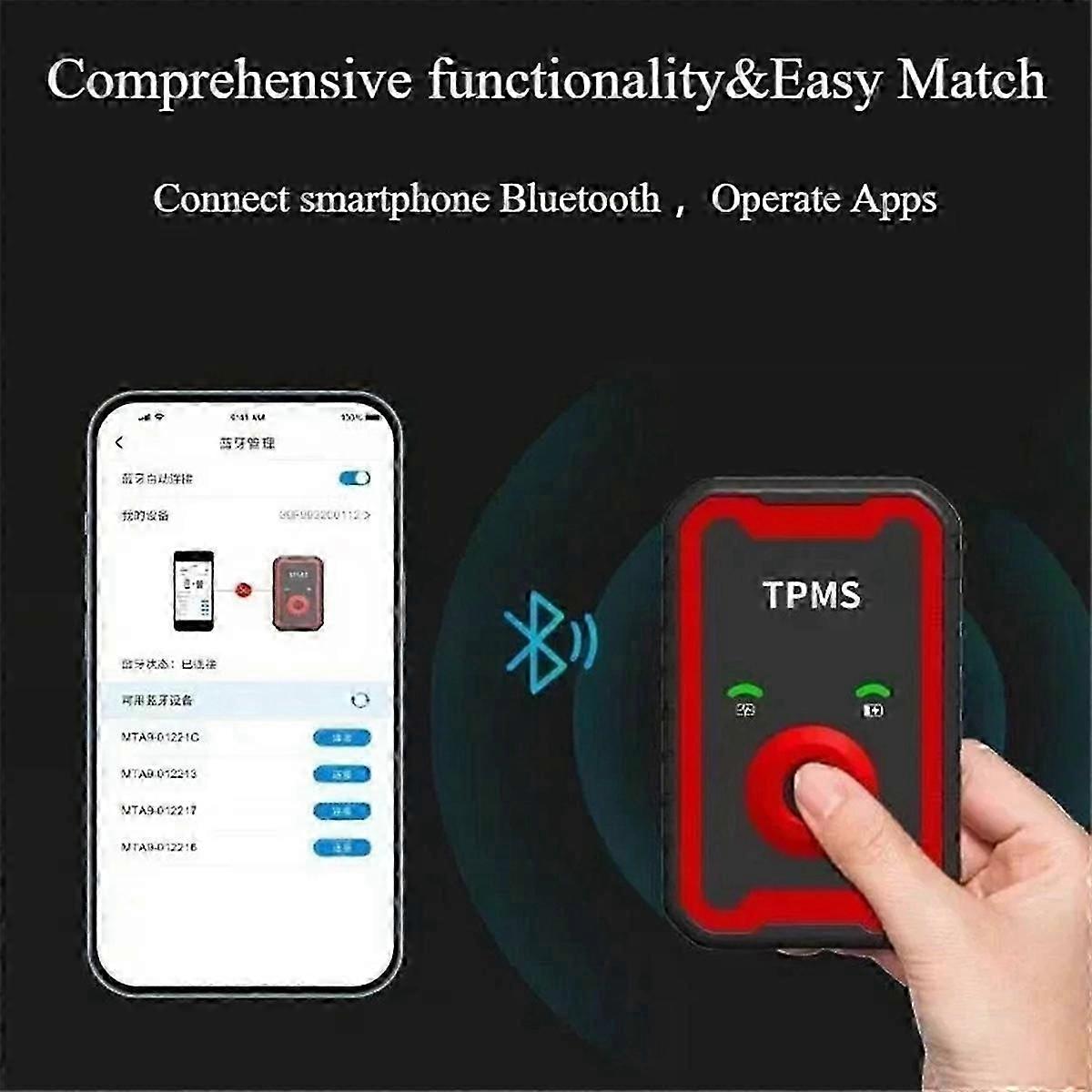 Programmierbarer TPMS-Sensor 2-in-1 433MHz+315MHz, programmierbar über Mobiltelefon, universelle Passform für Fahrzeugmodelle