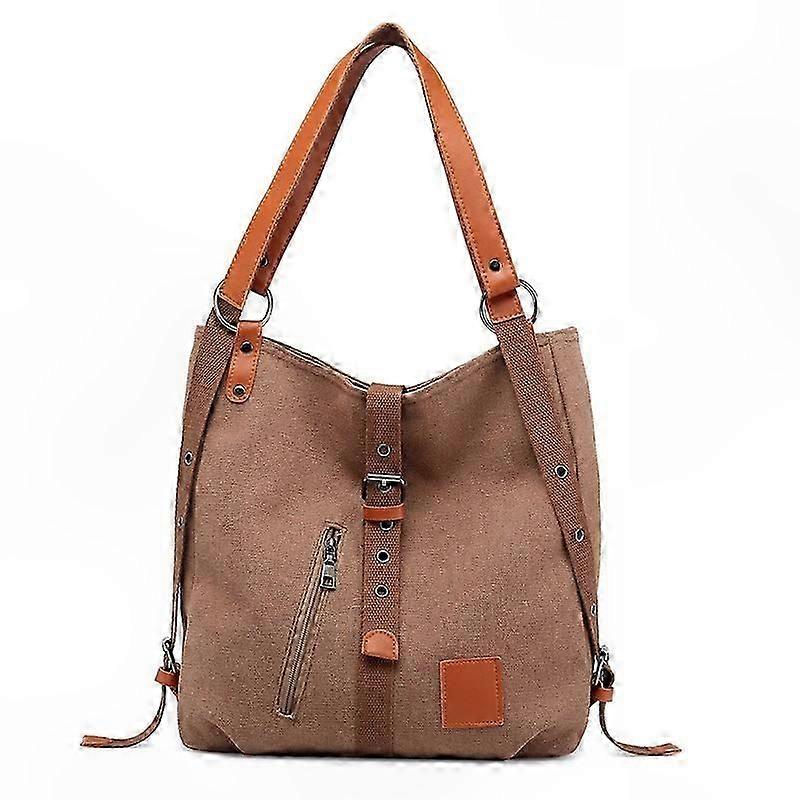 Large Capacity Winter Shoulder Bag for Women - Multi-Function Canvas Backpack for School, Travel, and Daily Use (Dark Brown)