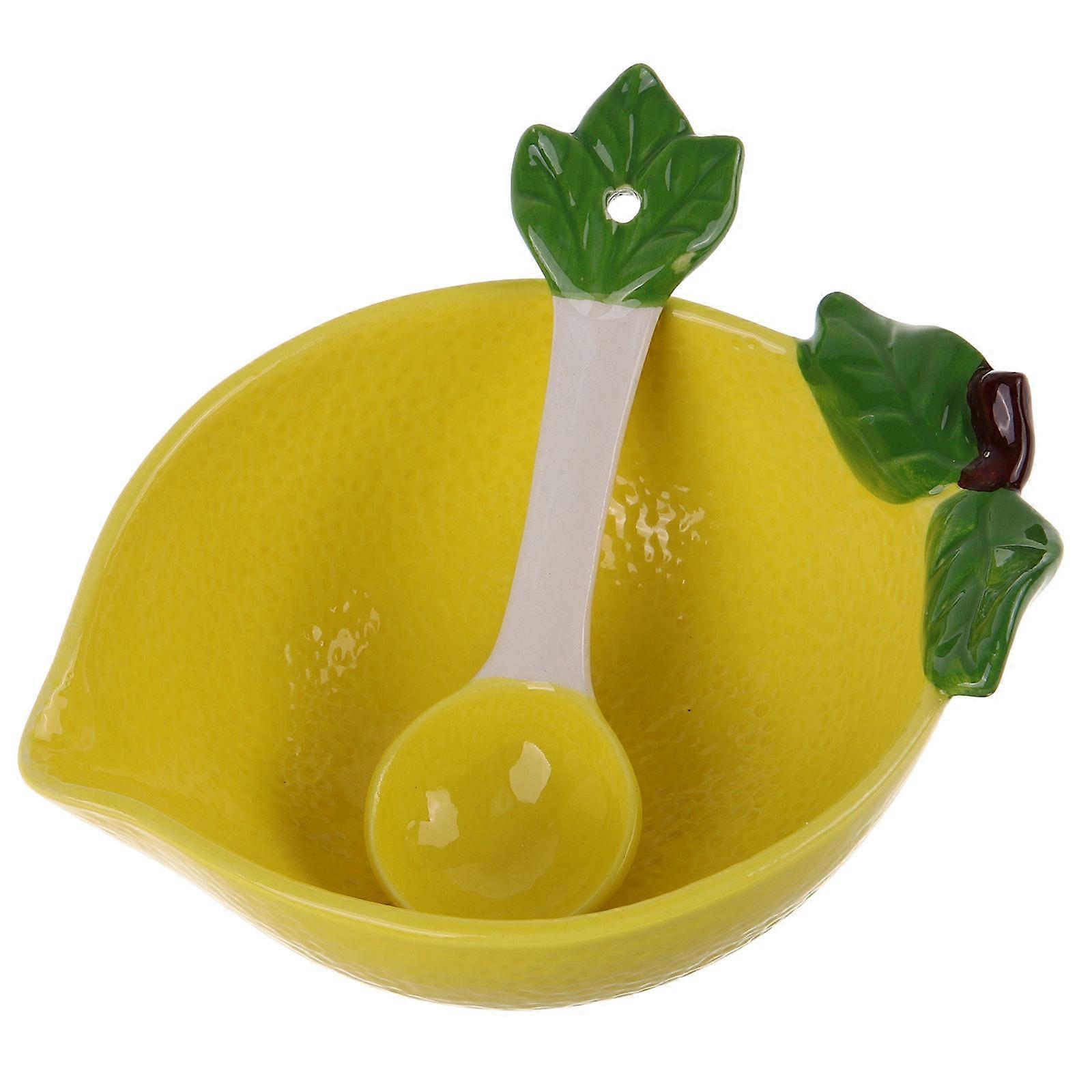 Ceramic Serving Bowls Lemon Shape Bowl For Table Dining Table Decor 15X12X5.5CM Size Food Storage 1 Set