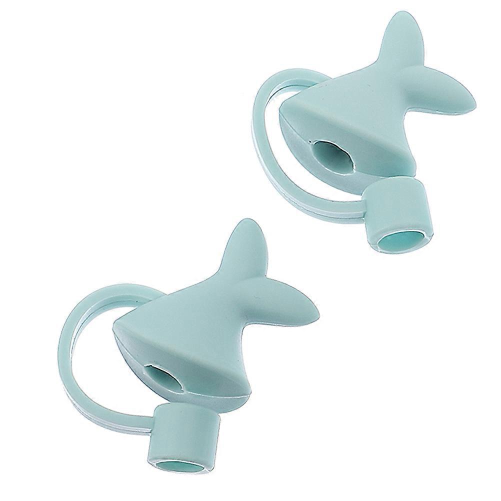 Adorable Silicone Dolphin Tail Shape Straw Plugs Cover for Straw Assorted Color 2 Pcs