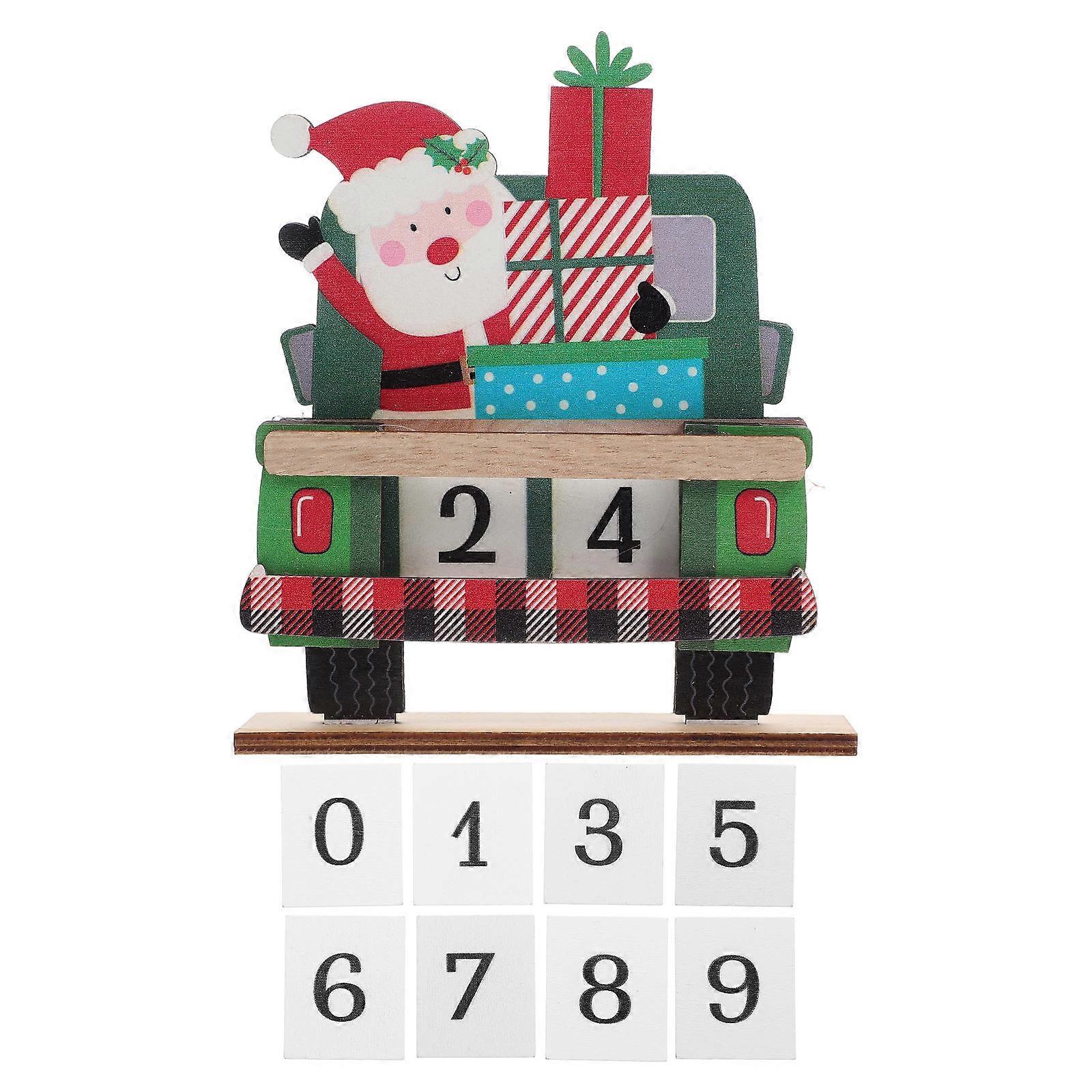 Truck Shape Christmas Countdown Calendar For Children Festive Style Holiday Table Ornament 5.9×4.7×0.4in Daily Surprises 1Pack