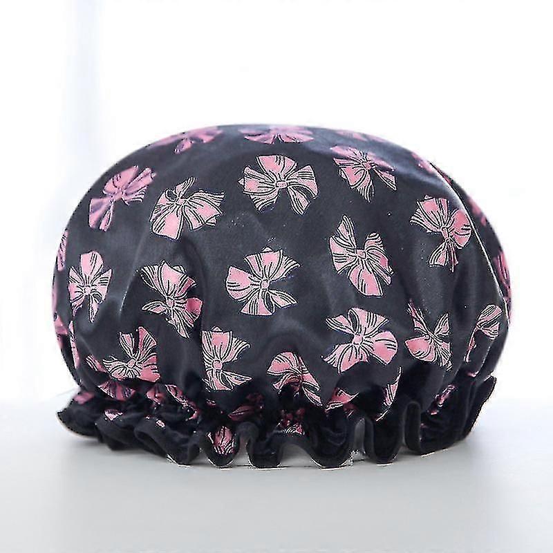 Printed Double Layer Shampoo Cap Black Butterfly Hk