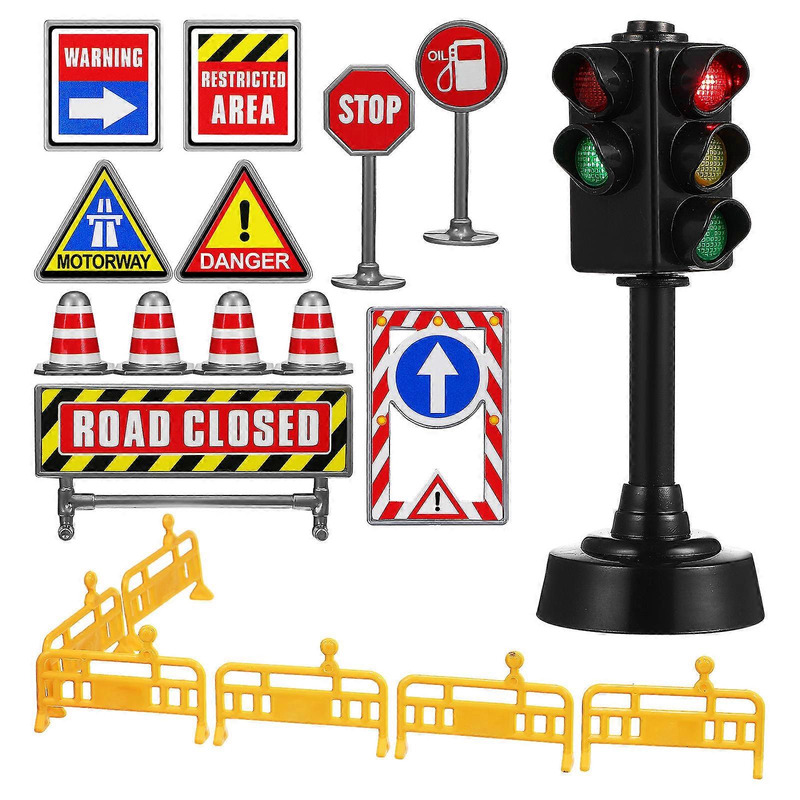 Miniature Traffic Cones Traffic Light Lamp Early Education Indoor Outdoor Play Multi Plastic Set For Kids 1 Set