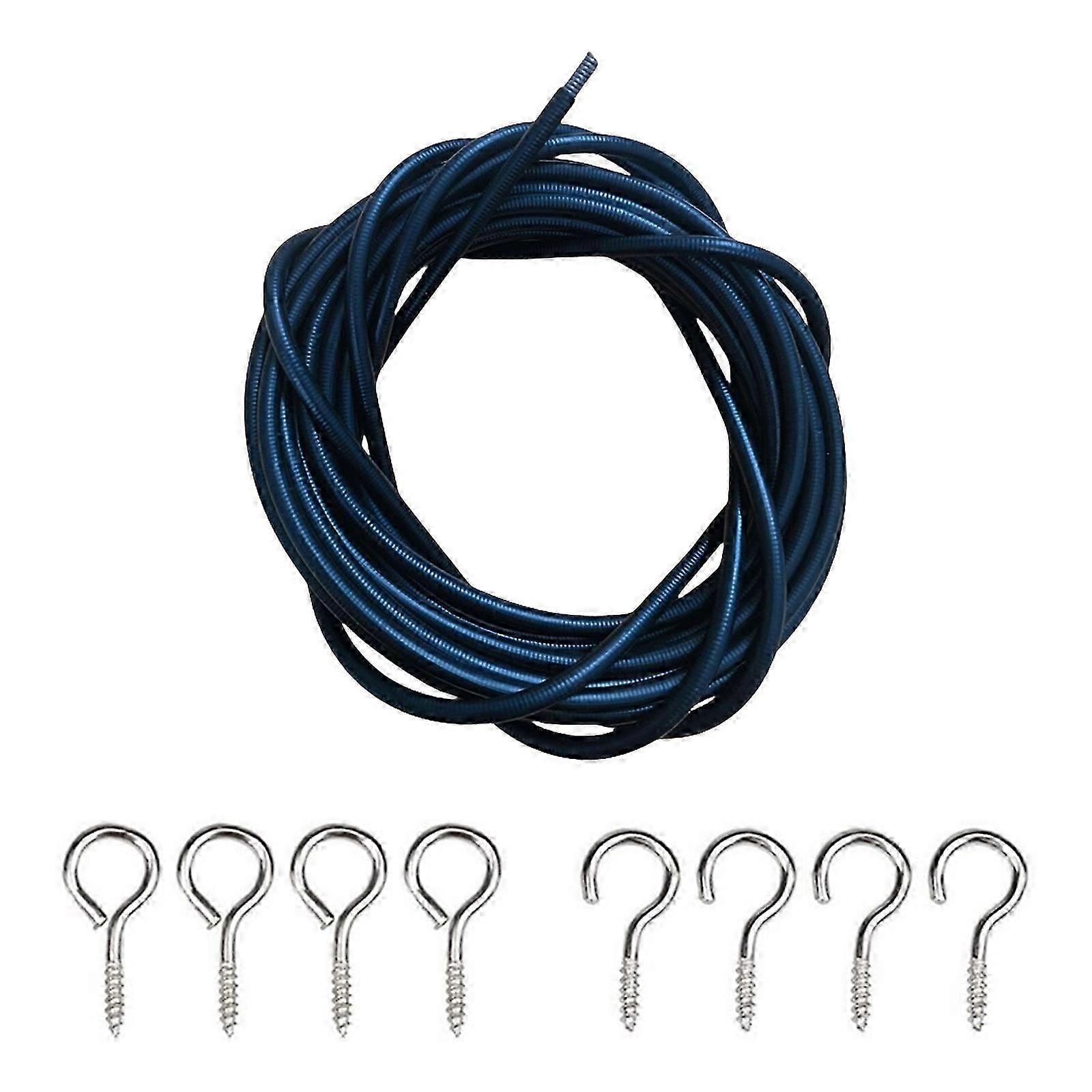 Curtain Wire 2 Meter Length with Hardware 4 Hooks and 4 Screw Eyelets Set for Window Drapes Hanging Kits Accessories