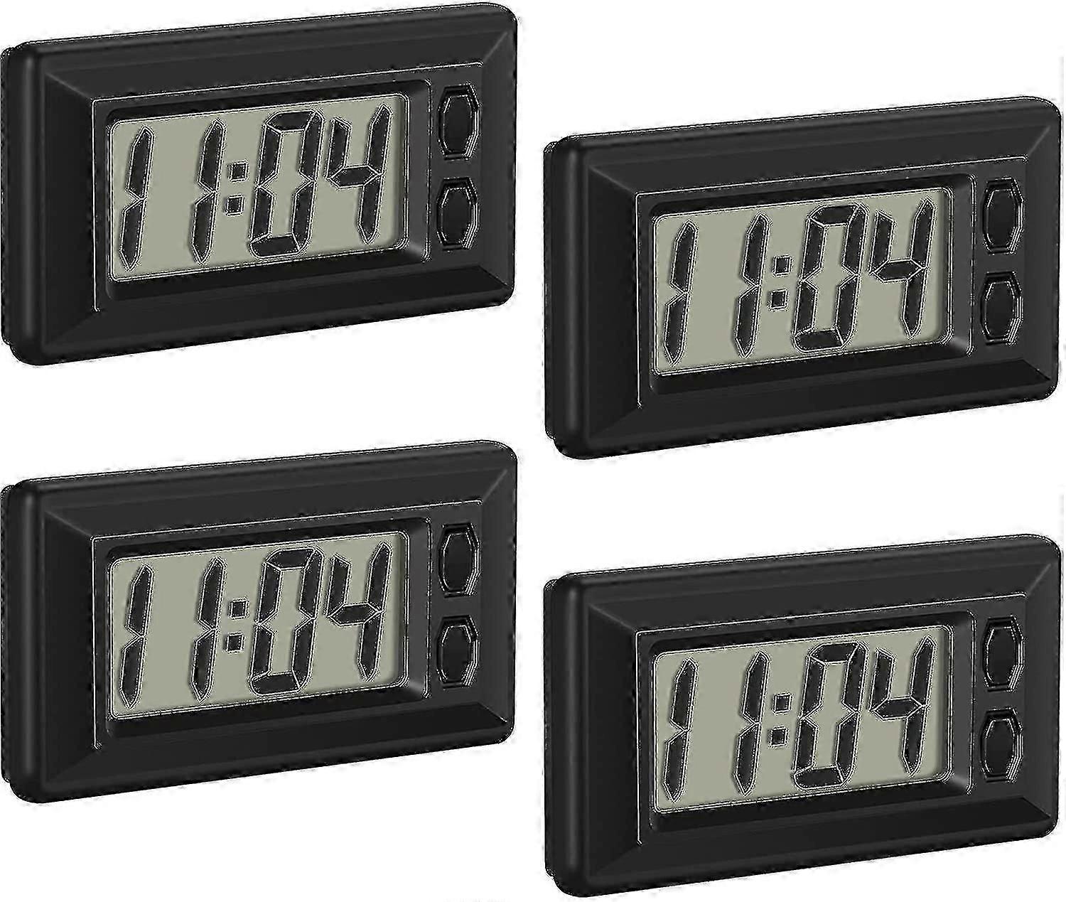 4 Pieces Electronic Clock With Adhesive Pad Lcd Digital Car Clock Table Car-YuJia