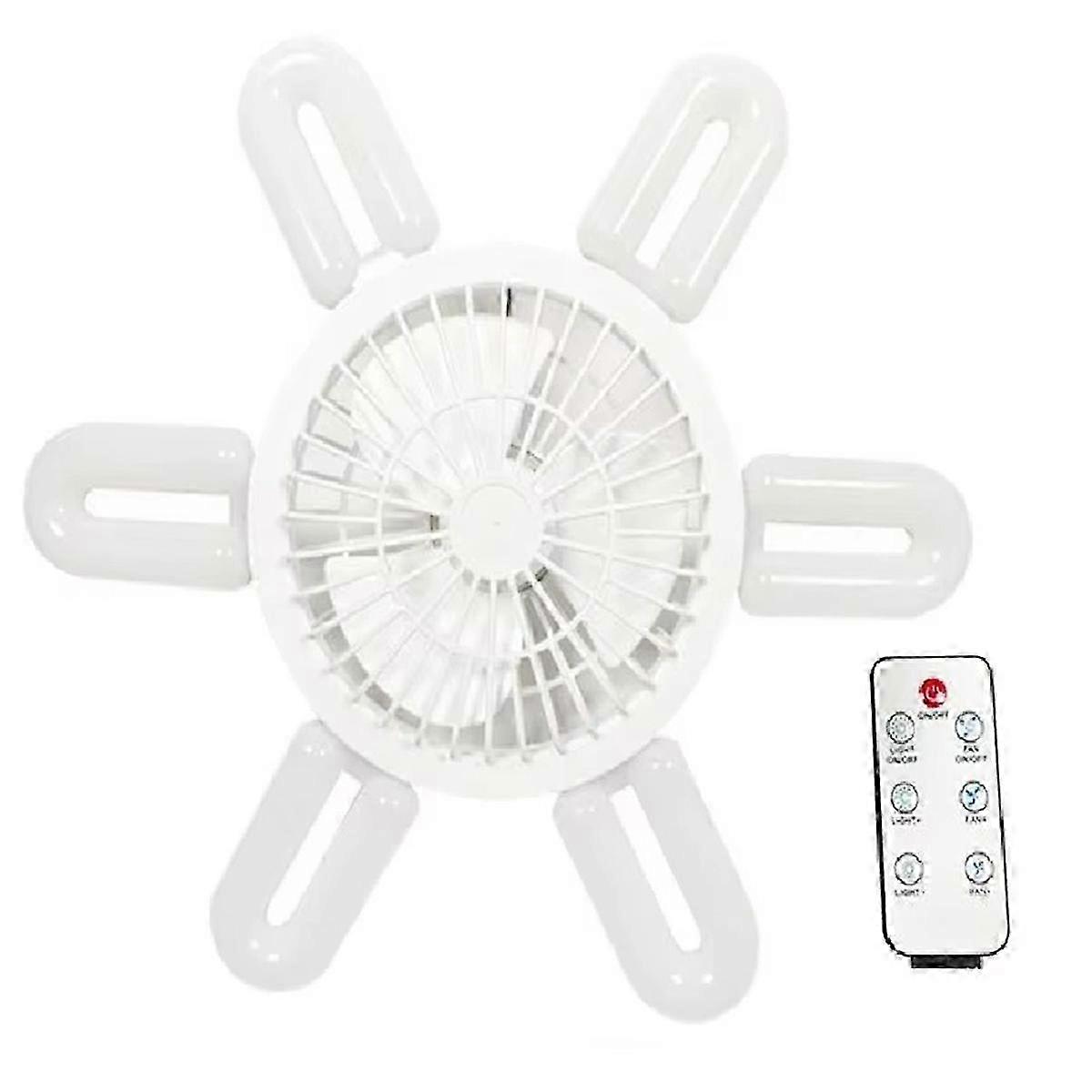 Socket Fan Light with Adjustable Speeds and Remote Control, 3-Color Dimmable Ceiling Fan