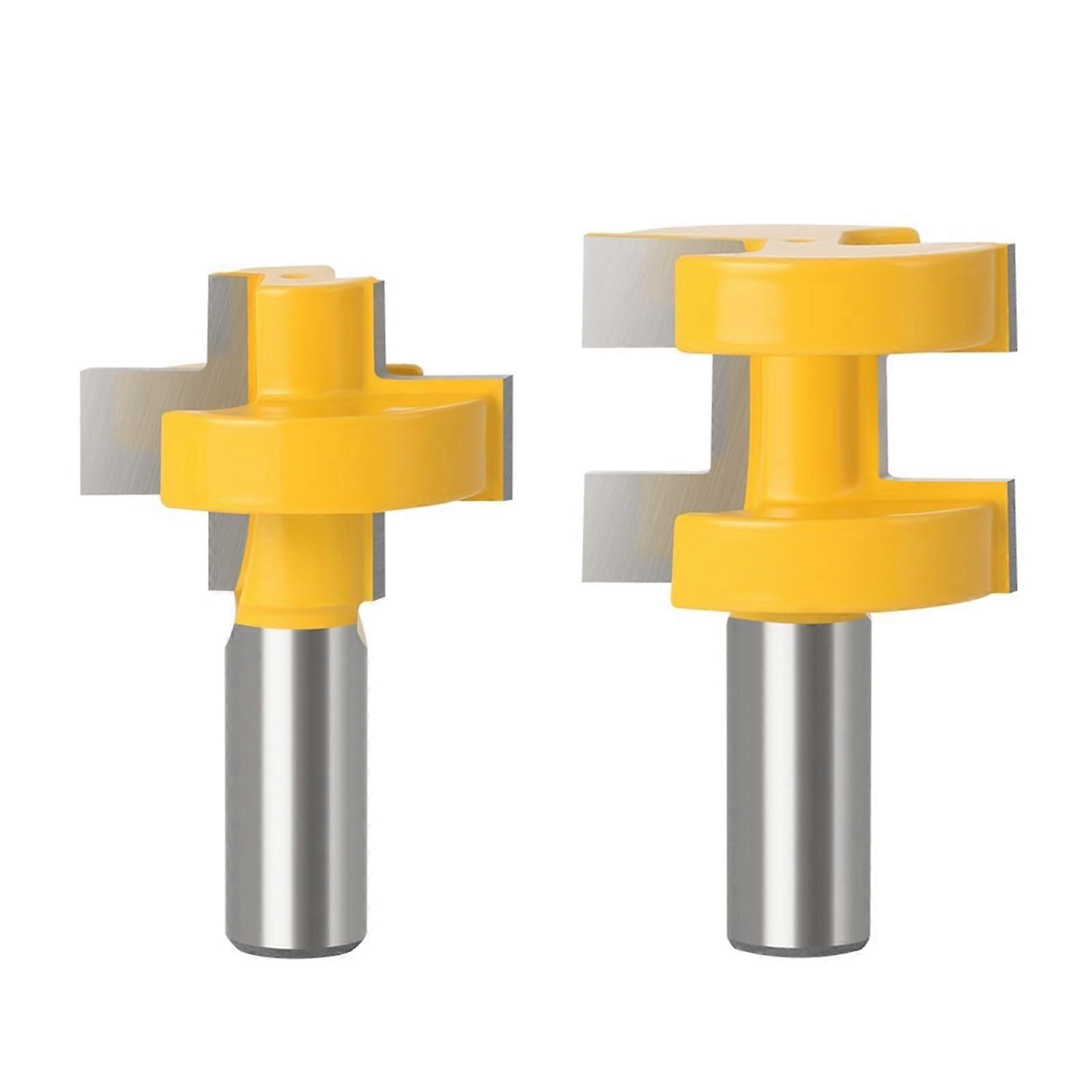 Nut and Feather Router Bits Set, 2 Pieces, 12 mm Size, 12.7 mm Shank, T-Slot, Square Tooth, Woodworking Tools