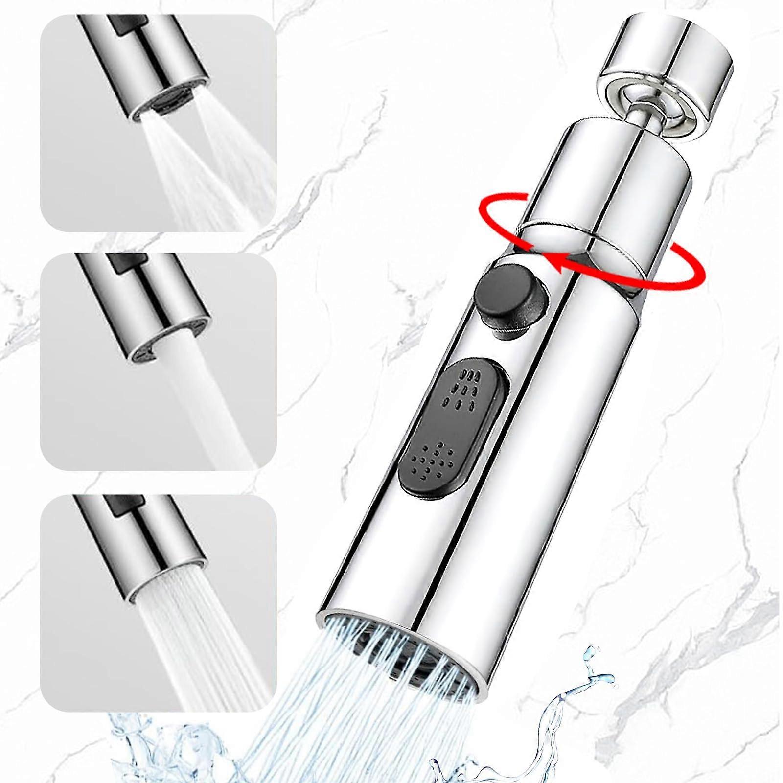 360° Aerator Tap Extension with 3 Water-Saving Spray Functions, Swivel Design for Kitchen and Bathroom Compatibility