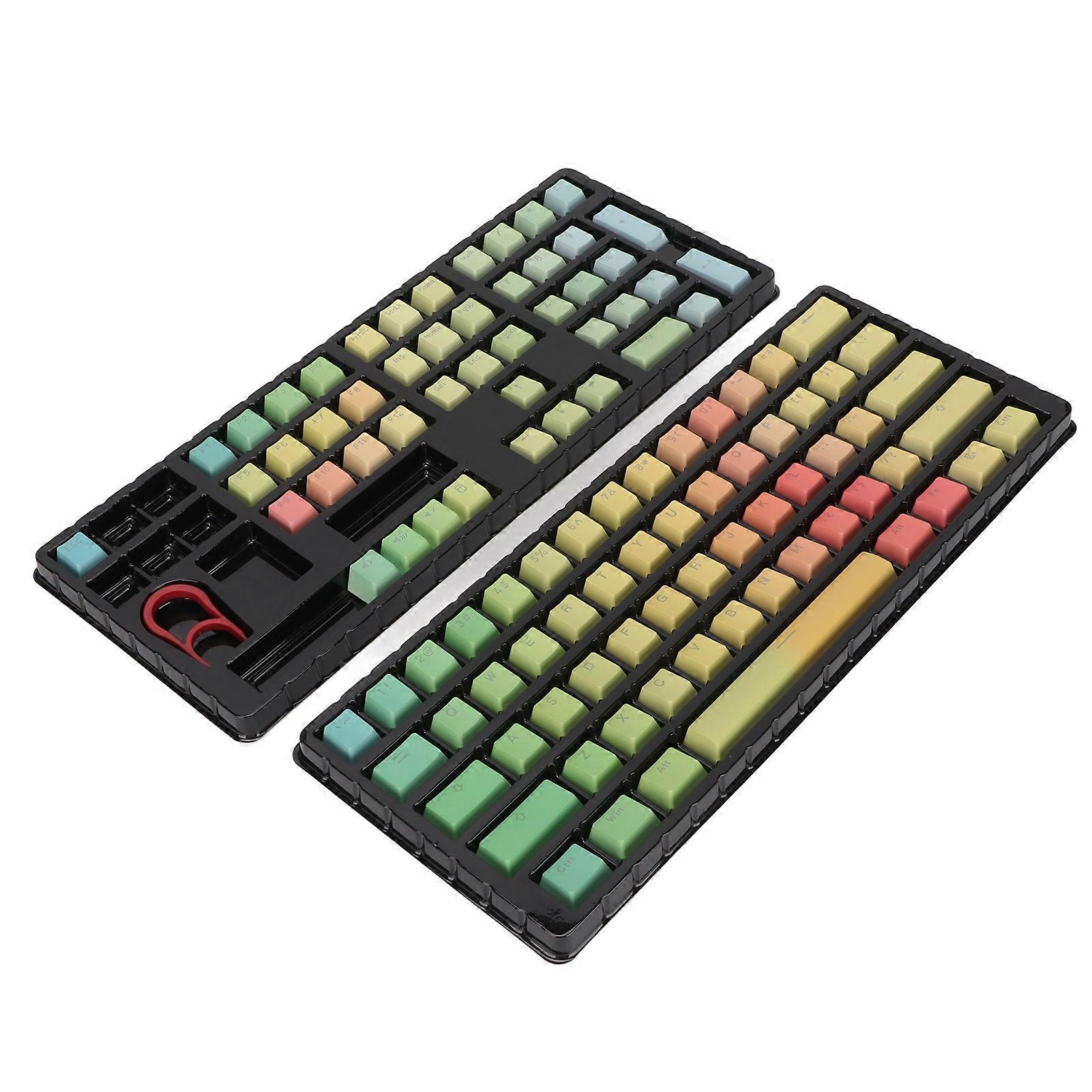 Keycaps PBT Translucent Sublimation Rainbow Gradient Mechanical 108 Keycaps for 108/87/61 Key Keyboard Universal 
