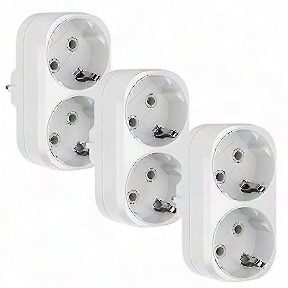 3pcs EU Socket Adapter, 2 in 1 Double Plug Triple Socket 16A/250V 3680W Max Power Outlet Converter