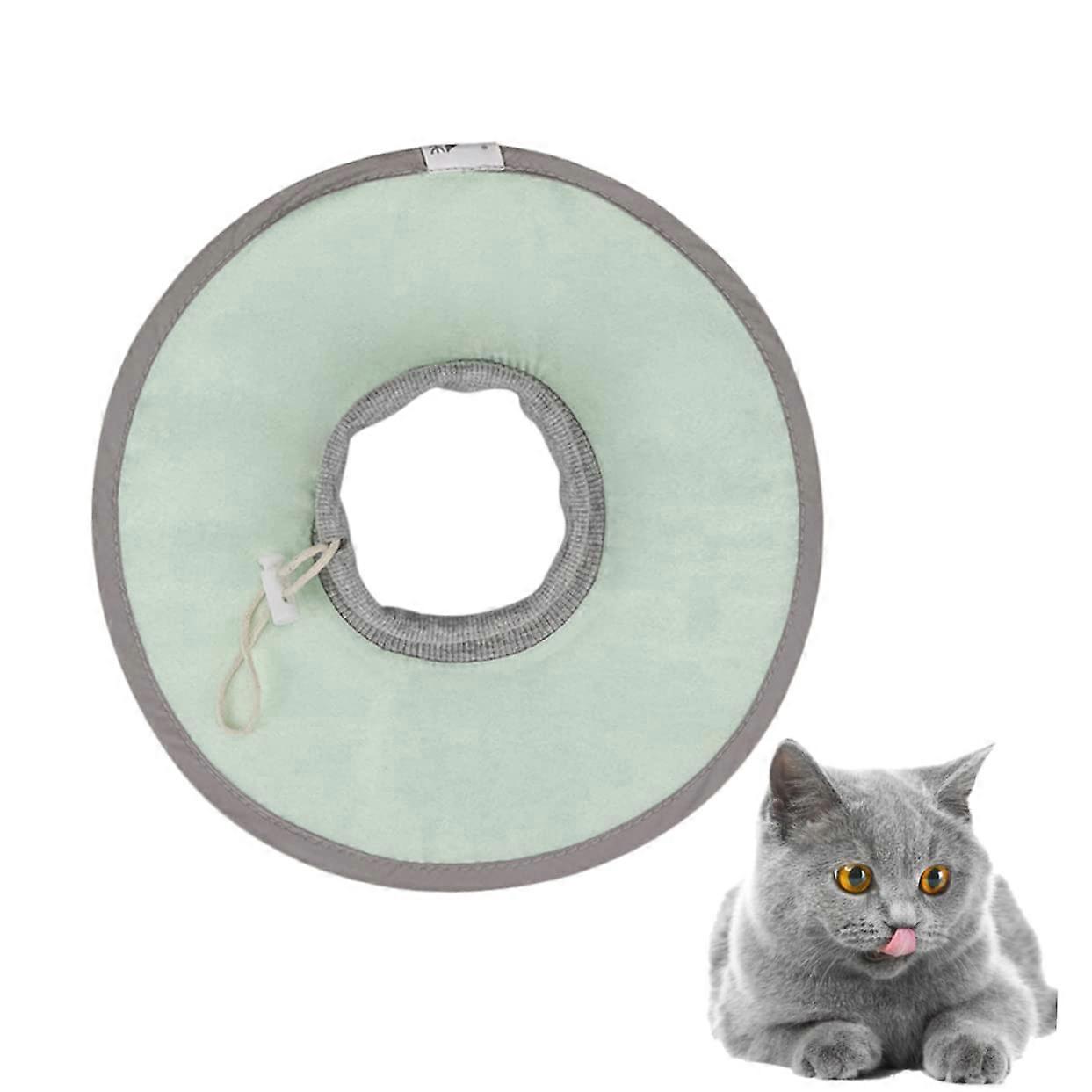 Pet Recovery Cat Collar for Dogs and Cats, Adjustable Green Recovery Cone for Pets, Soft Material, Size S