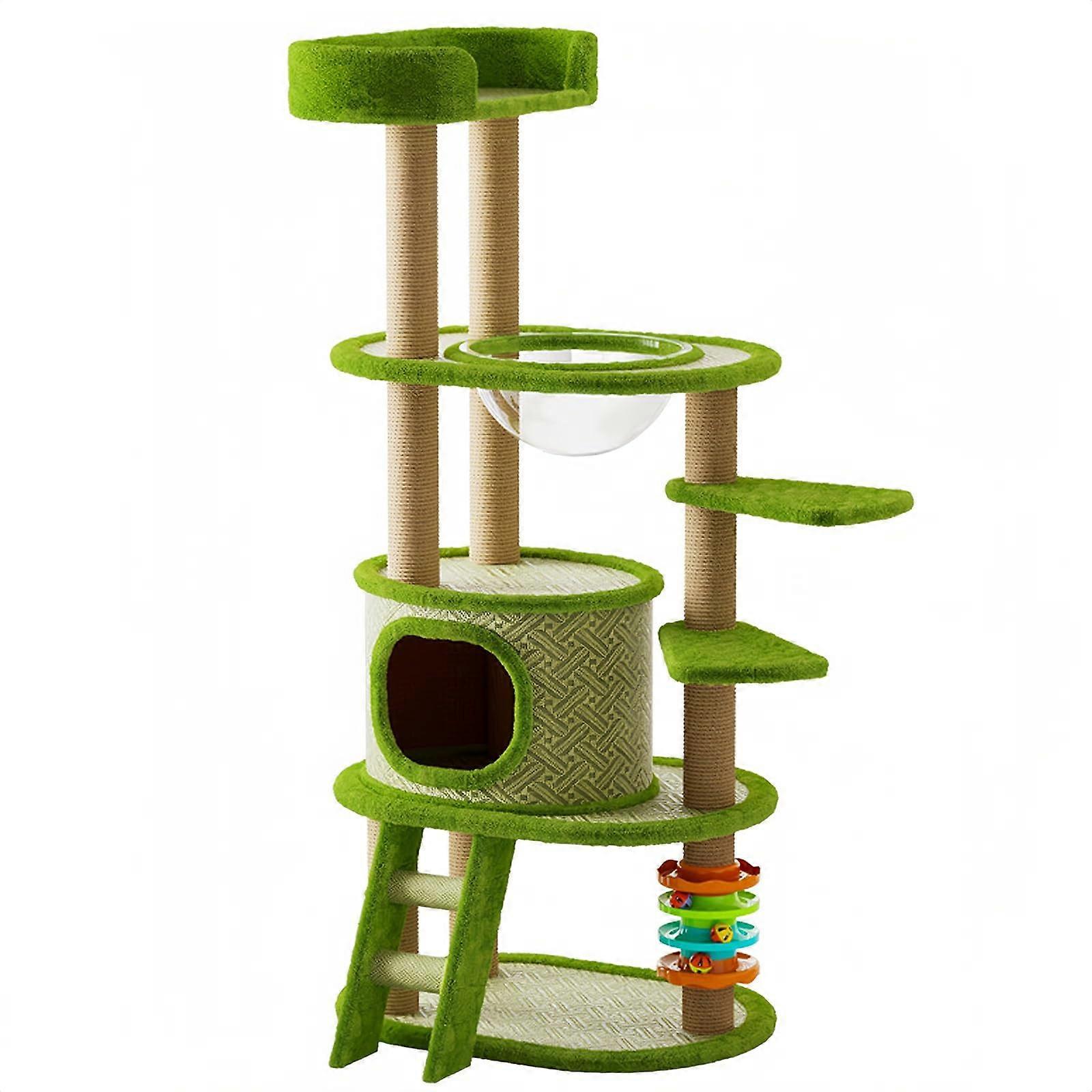 MultiLevel Cat Tree Tower with SelfEntertainment Turntable, Spacious Cat Condo, Jumping Platform, Observation Deck