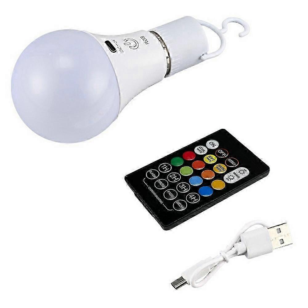 E27 RGB Rechargeable Light Bulb with Remote Control and Timer Dimmable Touch Control 2700
