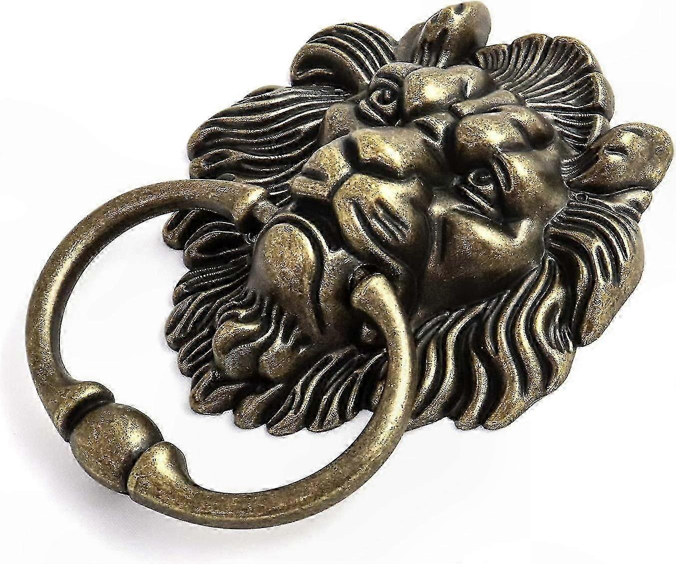 Classic Bronze Lion Door Knocker with Ornate Head Design