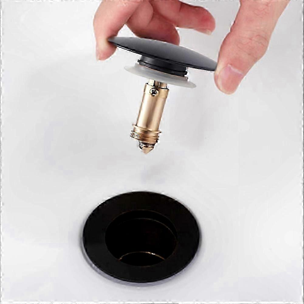 Black Push Button Sink Plug with M8 Threaded Design for Basin and Bath Tub