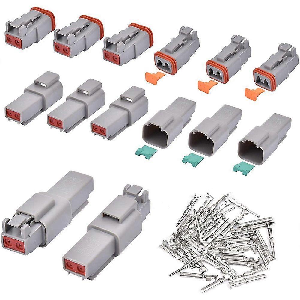 Electrical Plug 8 Sets 2 Pin 16-20AWG Waterproof Sealed Auto Gray Male and Female Terminal Connecto
