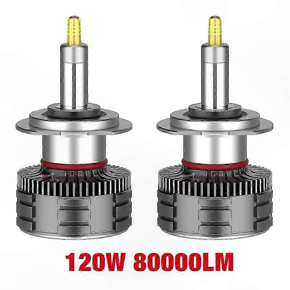 6000K 12V LED Car Headlight Bulbs, 360° CSP Chips, H7 H1 H3 H11 H8 HB3 9005 HB4 9006 9012HIR2-Compatible, 80000LM Max Output