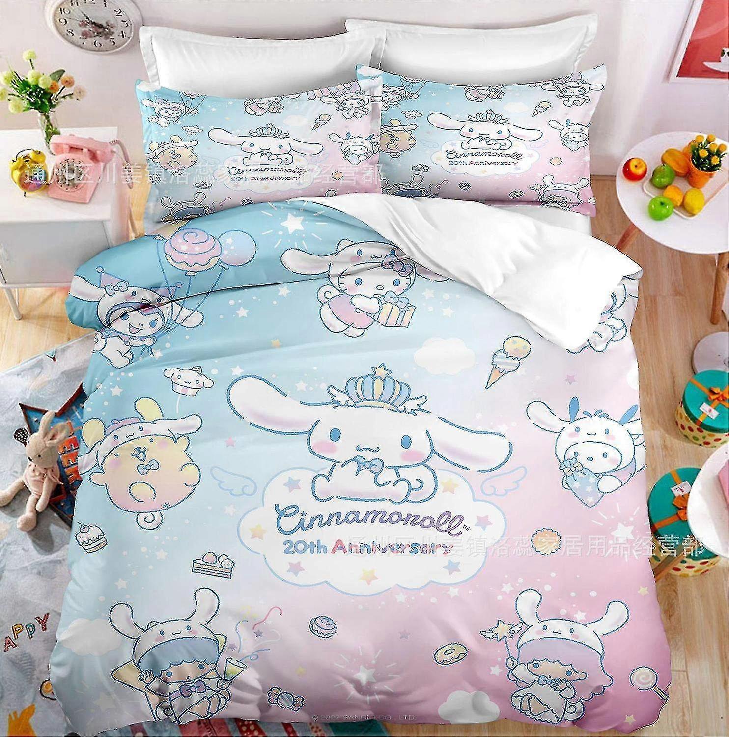 C13 Cartoon Cinnamoroll bebêCinnamoroll Roupa de cama Set edredom capa colcha capa fronha crianças presente