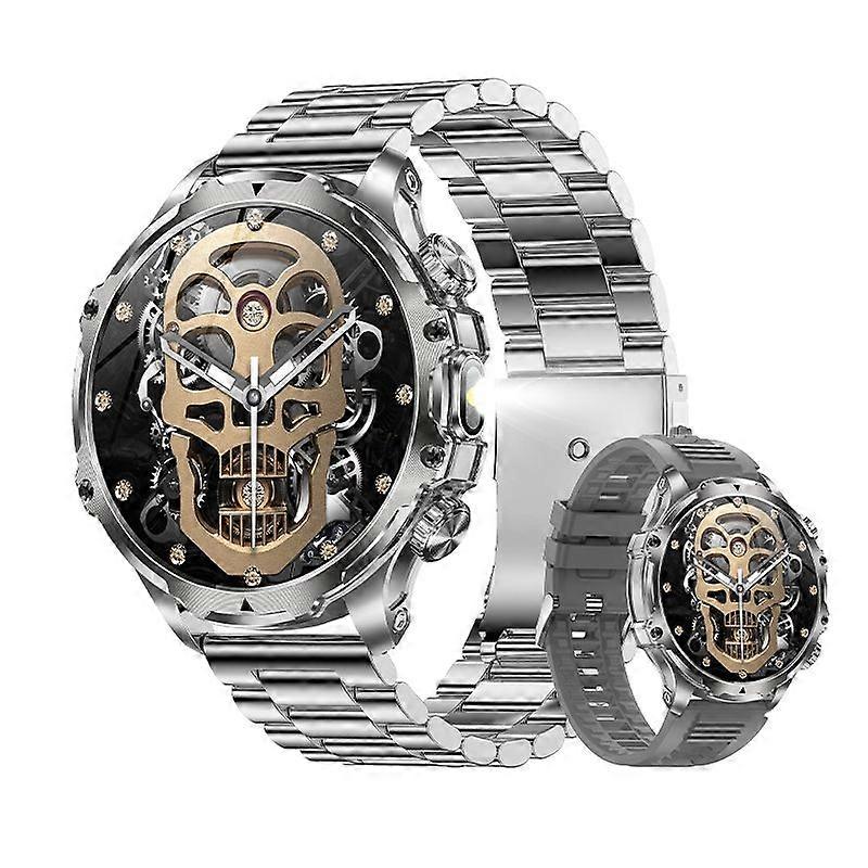 Smartwatch AK75 Flashlight Bluetooth Calling Long Battery Life Outdoor Chronus (Silver)