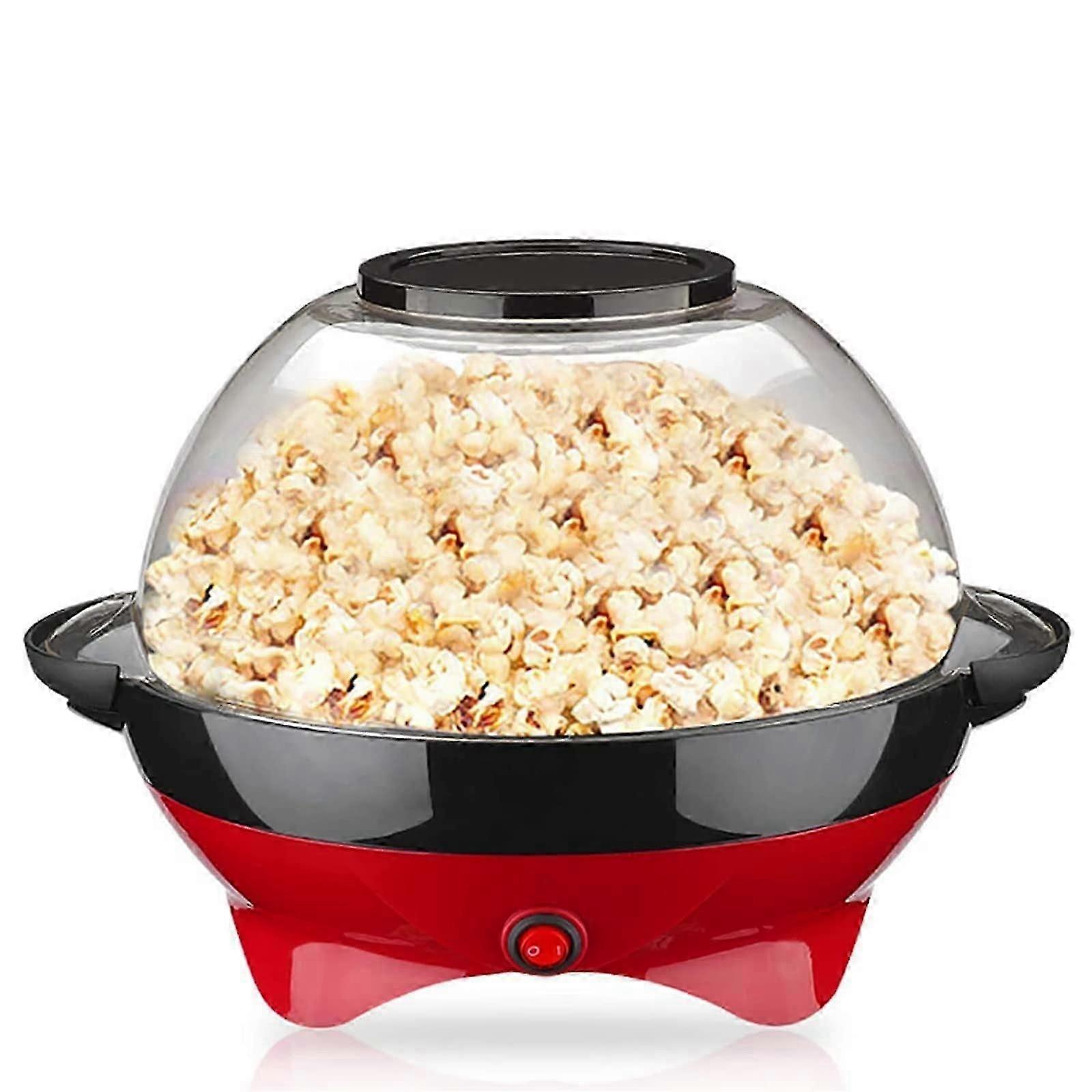 Electric Hot Oil Stirring Popcorn Maker,800W Popcorn Popper Machine with Measuring Cups and Large Lid, 6 Quart, Red, 342913cm, RH-906