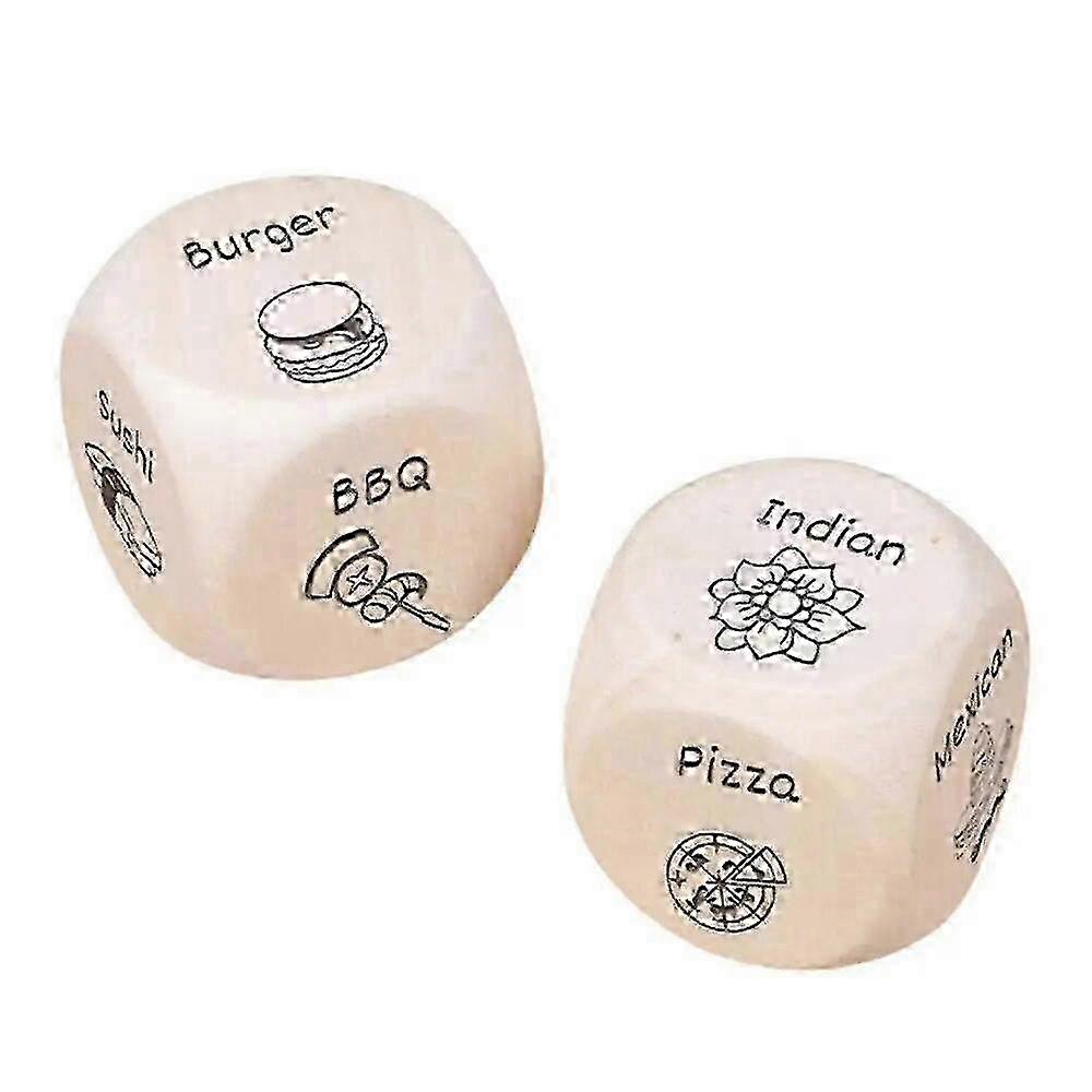 Durable Food Dice Game Wooden Date Night Dice With 12 Food Patterns Funny Dinner Decider Dice Chefs Foodies Takeout Lovers