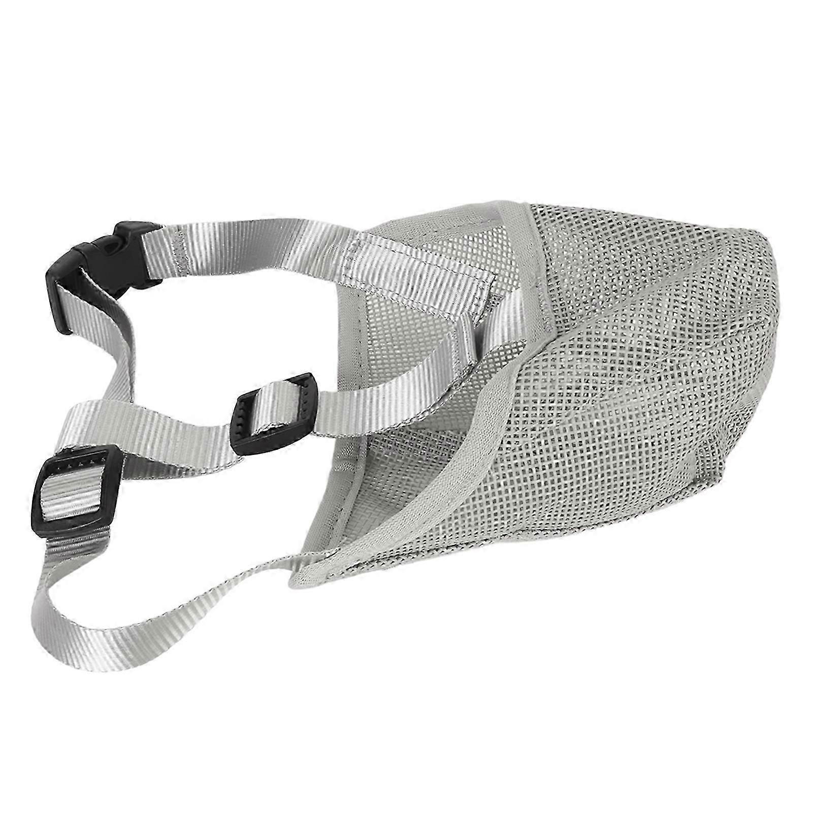 Dog Muzzle Breathable Adjustable Prevent Biting Chewing Pet Mesh Muzzle for Outdoor Training Gray M