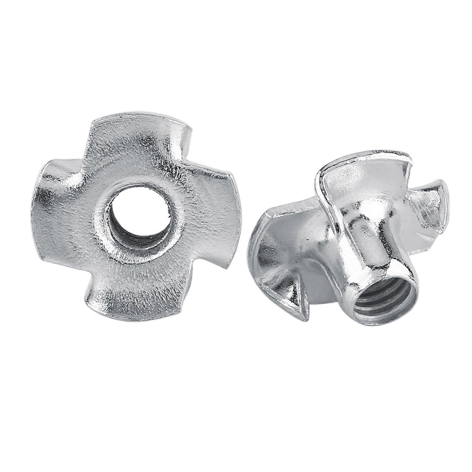 Carbon Steel Four-Prong T-Nut Captive Part for Woodworking (M8 x 30pcs)