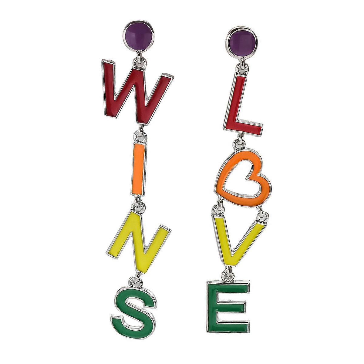 Stud Earrings, Minimalist English Letter Design with Dripping Oil Process, Sleek Style