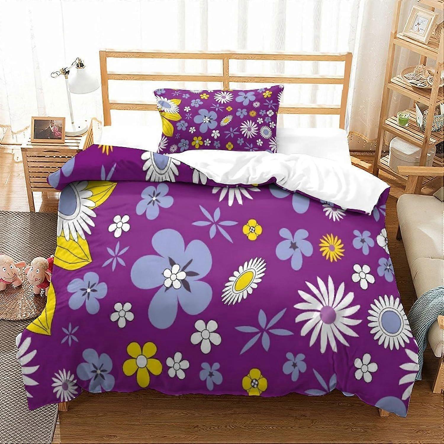 Bedding Floral Printed Bedding Set King Size Duvet Cover Super Soft Breathable Microfiber Quilt Cover with Pillowcase with Zipeer Closure Hypoallergen