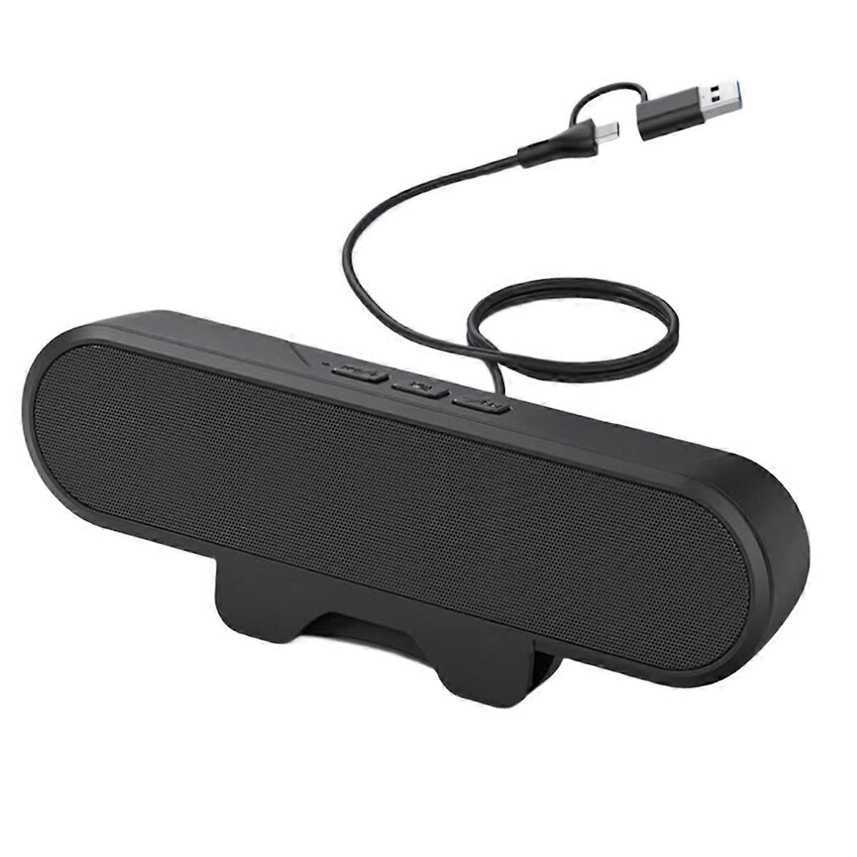 10W High Power Minimalist Computer Speakers for Desktop PC USB Monitor Speaker Bar with Clip-on Wir